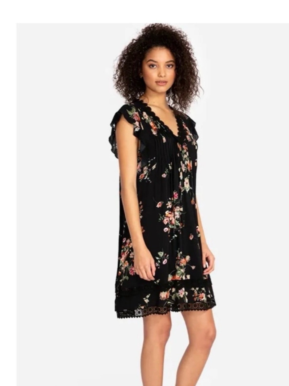 Johnny Was Black Floral V
Neck Jade Palma Pintuck Mini
Tunic Dress Sz Small